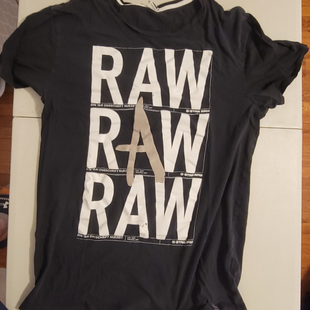 G Star Raw Men's Printed TShirt Black M Short Sleeve Cotton Vintage Rare